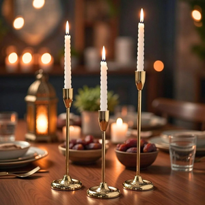 Iron Gold Polished Handmade Durable Portable Elegant Candlestick Holder Tabletop Decor for Valentine's <b>Day</b> Christmas Special - Product Image 6