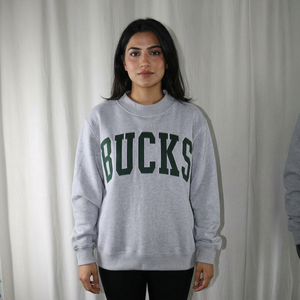 Felpa Girocollo <span class=keywords><strong>Bucks</strong></span> Grigia Oversize Unisex in Cotone, Pullover Casual per l'Autunno CLUSH SPORTS - Product Image 1