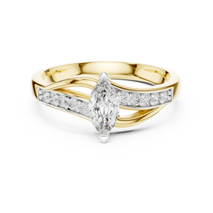CLASSIC LAB GROWN DIAMOND RING SET 18KT YELLOW GOLD MINIMALIST RHODIUM PLATED CERTIFIED ENGAGEMENT PARTY WEDDING DAILY USE <b>for</b> - Product Image 1