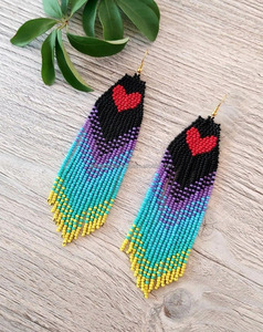 Pendientes Colgantes Clásicos Bordados con Semillas Americanas, Tamaño Personalizado, Diseño de Colores Campestres a la Moda para Bodas y Ocasiones Especiales - Product Image 4