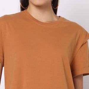 Nueva Camiseta de Algodón Pesado con Cuello Redondo para Mujer, Manga Corta, para Parejas, de Algodón Puro, Holgada, de Moda, Estilo Cardigan - Product Image 5