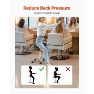 Sgabello Ergonomico Girevole con Capacità di Carico 450 LBS, in Pelle PU, con Ruote e Altezza Regolabile, per Salone - Product Image 2