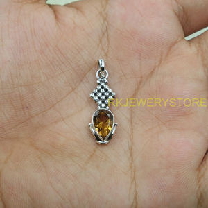 Colgante de Piedra Citrino Amarillo, Colgante de Plata de Ley 925, Diseño Hecho a Mano, Collar con Colgante, Joyería de Citrino, Regalo de Navidad para Ella - Product Image 3