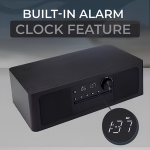Stereo Shelf <b>Speaker</b> System with CD Player, 25W <b>Speakers</b>, Bluetooth, FM Radio, USB, Aux In, Optical In, Alarm Clock - Product Image 4