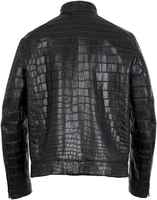 Veste en cuir véritable unisexe sur mesure avec texture de peau embossée, patchwork, imprimé cartoon, col montant, mode hiver