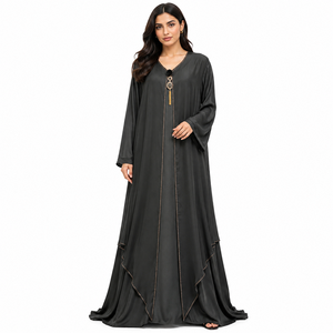 Grace Flow Abaya Moonlight Satin Abaya Pearl Line Abaya Noura Layered Abaya Modern Farasha Abaya - Product Image 1