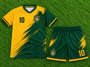Ensemble de maillots de football personnalisés par sublimation, maillot d'équipe pour hommes, short, col en V, poches latérales en mesh, vert or, vêtements de sport à séchage rapide - Product Image 6