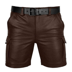 Shorts en cuir décontractés urbains pour hommes, taille mi-haute, avec fermeture éclair, légers et respirants, sensation confortable et détendue - Product Image 1