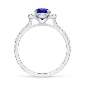 14K Solid Gold Floating Tanzanite Halo <b>Ring</b> with Diamond Accents Handmade Customized <b>Fine</b> Jewelry Wedding Engagement Party Wear - Product Image 2