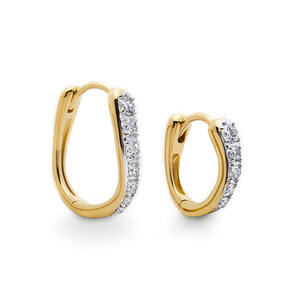 925 <b>Silver</b> Diamond Hoop Earrings 14K Yellow Gold Lab Grown Diamond Wholesale <b>Huggies</b> and Small Hoop Set for Women Fashion Hoops - Product Image 4