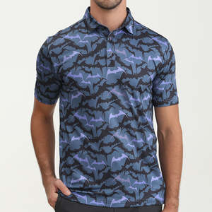 เสื้อกอล์ฟผู้ชายแบบถัก พิมพ์ลายดิจิทัล ปักลายตามสั่ง ขายส่ง ซับลิเมชั่น กีฬา แห้งเร็ว เป็นมิตรกับสิ่งแวดล้อม โพลีเอสเตอร์ 100% - Product Image 1