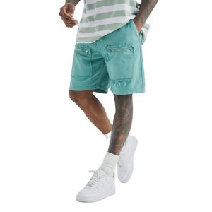 ที่กําหนดเองตัดขอบวินเทจเชือกบวกขนาดกางเกงขาสั้นผู้ชายด้อยแพทช์พัฟพิมพ์ผ้าฝ้าย100%ผู้ชายหินกรดล้างกางเกงขาสั้น - Product Image 1