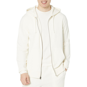 <b>Men's</b> <b>White</b> Cotton Fleece Hoodie Zipper <b>Sweatshirt</b> Set Casual Regular Fit Solid Colour <b>Men</b> Zipper Hoodie - Product Image 3
