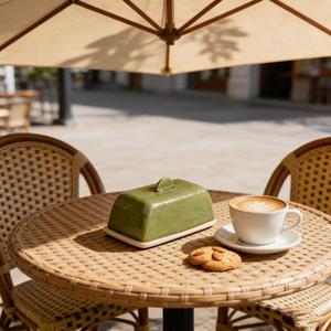 Pot à beurre rustique de style farmhouse avec couvercle en dôme, base large, finition émaillée lisse, résistant à la chaleur, plat de service pour la cuisine et la salle à manger - Product Image 6