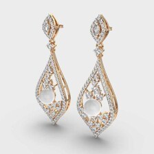Pendientes de Oro de 14K con Diamantes de Laboratorio Marquise y Redondos de 4ct: Joyería Floral para Novia - Product Image 2