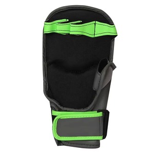 Gants de MMA en cuir gris premium, durables, pour grappling, arts martiaux professionnels, entraînement de sparring et de frappe, paume ouverte - Product Image 2