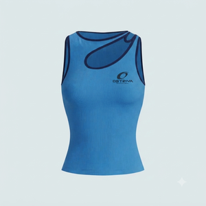 Débardeur côtelé vert pour femme, col rond, couleur unie, style formel, longueur standard, polyester/coton, éco-responsable - Product Image 5