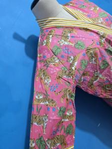 Bata Kimono de Algodón con Estampado de Tigre Rosa Melocotón para Mujer, Talla Única, con Forro Frontal, Suave, Transpirable, Elegante y Cómoda para Dormir - Product Image 2