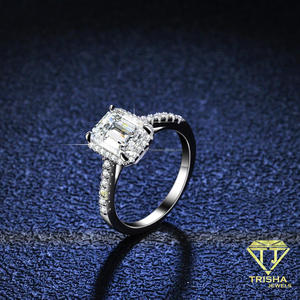 Luxury <b>Emerald</b> Cut Moissanite Engagement <b>Ring</b> 925 Sterling <b>Silver</b> Classic Bridal Wedding Jewelry Elegant Statement <b>Ring</b> - Product Image 2