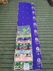 Pañuelo Hijab de Chifón Africano Largo de 12 Colores al por Mayor, Pequeño Pañuelo para Mujer Musulmana, Estilo Étnico, Bordado Floral con Pedrería, Uso Diario - Product Image 3