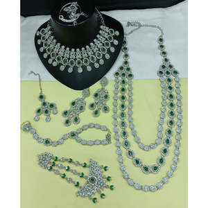 Magnífico Juego de Joyería Nupcial Chapado en Oro de 24K con Piedras Austriacas y Cuentas, Estilo Étnico, Conjuntos de Joyería Fina-10575538GR - Product Image 1