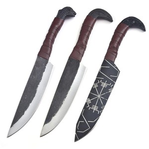 Cuchillo Vikingo Hecho a Mano con Diseño de Cara de Cuervo Vikingo, Juego de Cuchillos para Acampar, Cazar y Combate al Aire Libre, Cuchillo Coleccionable Nórdico de Acero con Alto Contenido de Carbono, DIY OEM - Product Image 1