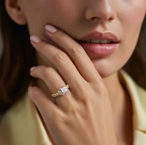 Bague élégante en moissanite taille octogonale émeraude, en argent sterling 925 plaqué or 18 carats, sertie à griffes, pour fiançailles et soirées, bague de luxe - Product Image 4