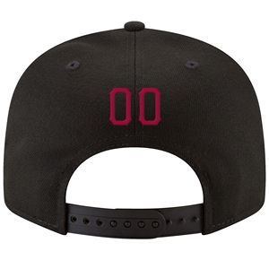 Casquette Snapback Ajustable en Satin Brodé 3D Noir, Rouge Cramoisi et Blanc Personnalisée - Product Image 3