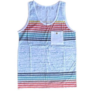 เสื้อกล้ามสไตล์สปอร์ตสำหรับใส่ลำลองในฤดูร้อน แบบสวมใส่สบาย ดีไซน์รูแขนกว้าง คุณภาพดี ลายทาง สำหรับผู้ชาย - Product Image 2