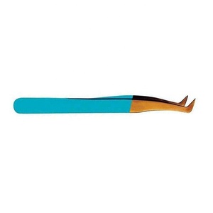 Pince à épiler royale nouvelle couleur bleue, volume 3D, plaquée or, en acier inoxydable, pour extensions de cils, anti-magnétique et prise parfaite - Product Image 4