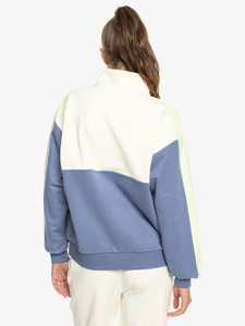 Sudadera con cremallera de un cuarto para mujer, de algodón polar, con bloques de color, corte holgado, al por mayor - Product Image 2