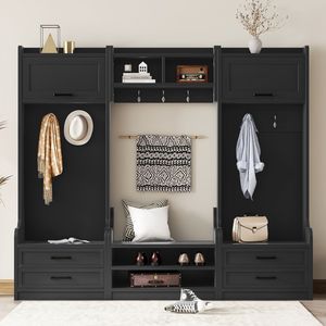 Perchero de recibidor desmontable 4 en 1 con 7 ganchos y cajones de almacenamiento, armario multifunción para abrigos - Product Image 2