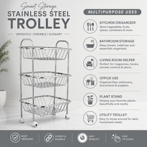 Indian Manufacturer Kitchen Rack Stainless Steel Vegetable Trolley - Product Image 3