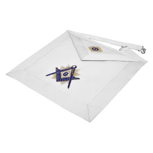 Master Mason Blue Lodge <b>Apron</b> <b>White</b> Velvet Hand Threaded Silk Hand Embroidery <b>White</b> Leather with Premium Masonic Regalia - Product Image 2