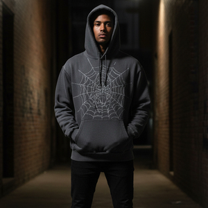 Sudadera con capucha de moda al por mayor para hombre, chándal gráfico con estampado de telaraña, forro polar, jersey unisex, proveedor de sudaderas con capucha estilo urbano - Product Image 5