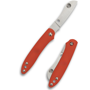 Couteaux pliants à manche rouge orangé avec lame incurvée en acier inoxydable, trou d'ouverture au pouce, prise en main légère et pratique pour l'extérieur - Product Image 2