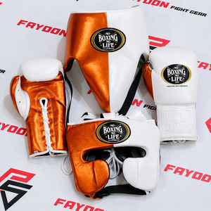 Ensemble de sparring de boxe personnalisé No Boxing No Life Golden White pour l'entraînement, qualité supérieure, kits de combat pour arts martiaux mixtes - Product Image 5