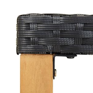 Banco de jardín de madera maciza de acacia y ratán sintético negro, banco de patio mediano - Product Image 4