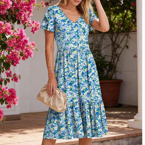 Robe de plage d'été tropicale pour femme, imprimée, coupe ample, légère, style décontracté, idéale pour les vacances. - Product Image 6