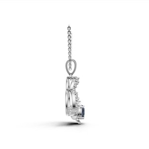 Collier pendentif floral bleu en or 18 carats avec pierre précieuse de laboratoire |   Pendentif de luxe en bijouterie fine - Product Image 3