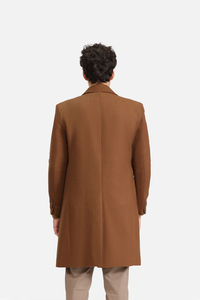 Manteau long en laine épaisse et respirante pour homme, élégant, design classique, pour un style formel et décontracté. - Product Image 2