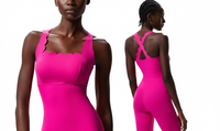 Service OEM en gros Nouveau design Combinaison de sport respirante unie sans dos et sans manches pour femme grande taille moulante