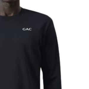 T-shirt à manches longues pour homme, col rond noir, décontracté, basique, doux, léger, uni, vêtements personnalisés, à porter tous les jours, 100% polyester - Product Image 3