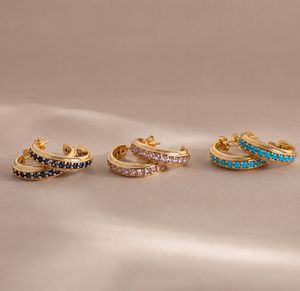 Aros Halo Bañados en Oro - Esmeralda, Zafiro Rosa, Turquesa, Zafiro Azul, Zirconia - Regalo de Lujo para Ella - Product Image 2