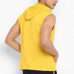 Wholesale Men Sleeveless Winter <b>Workout</b> Sports <b>Hoodies</b> 100% Cotton Fitness Gym High Quality Custom Pullover Hoodie - Product Image 4