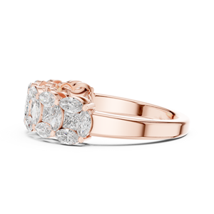 Bague Fleur en Moissanite Blanche Taille Marquise pour Femme, Sertie de Griffes, Luxe - Product Image 3