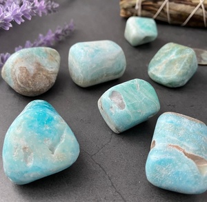Cristaux de guérison Reiki en cristal d'aragonite bleue polie, Chakra de la gorge, exportation de cristal Exis - Product Image 5