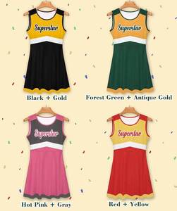 Ensemble d'uniformes de cheerleading personnalisés en dentelle et polyester pour femmes, imprimés par sublimation, sans manches, pour l'entraînement - Product Image 6