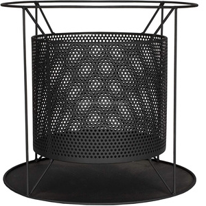 Metal <b>Fire</b> Pit with Spark Screen, Black, Perforated Design, Round Outdoor <b>Fire</b> Bowl with Stand A5 - Product Image 2
