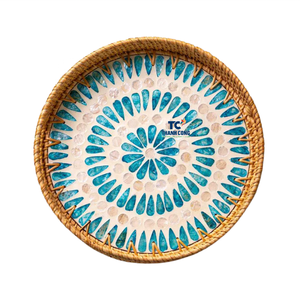 Bandeja de ratán con nácar, elegante, hecha a mano, de fábrica OEM directa, Vietnam - Product Image 1